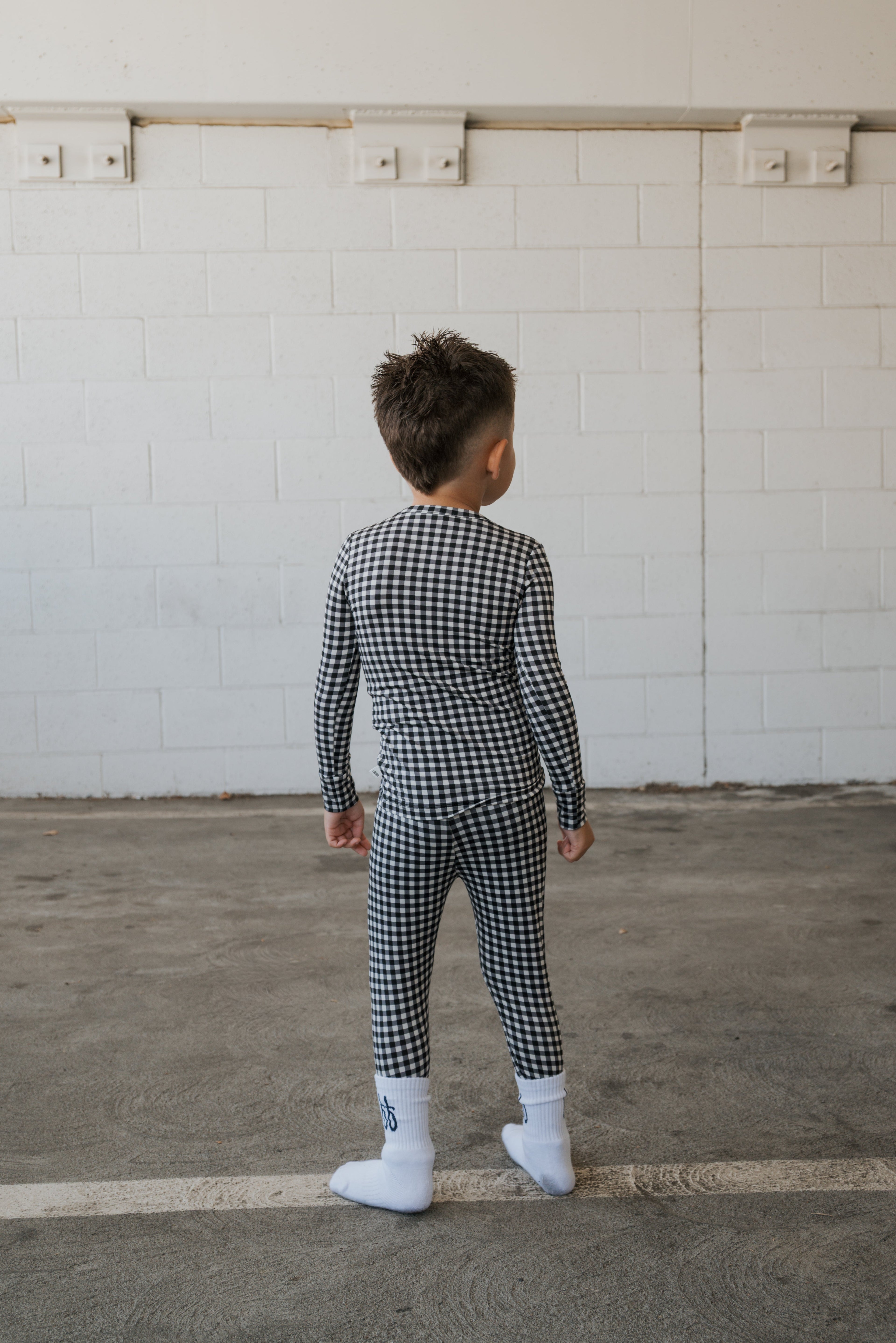 Bamboo Two Piece Pajamas | Black Gingham