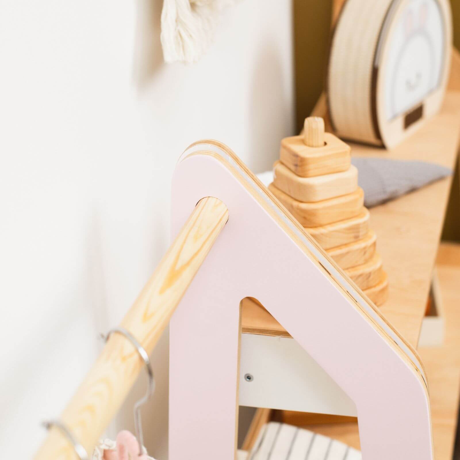 Kids Wooden Clothing Rack for Montessori Nursery Organization