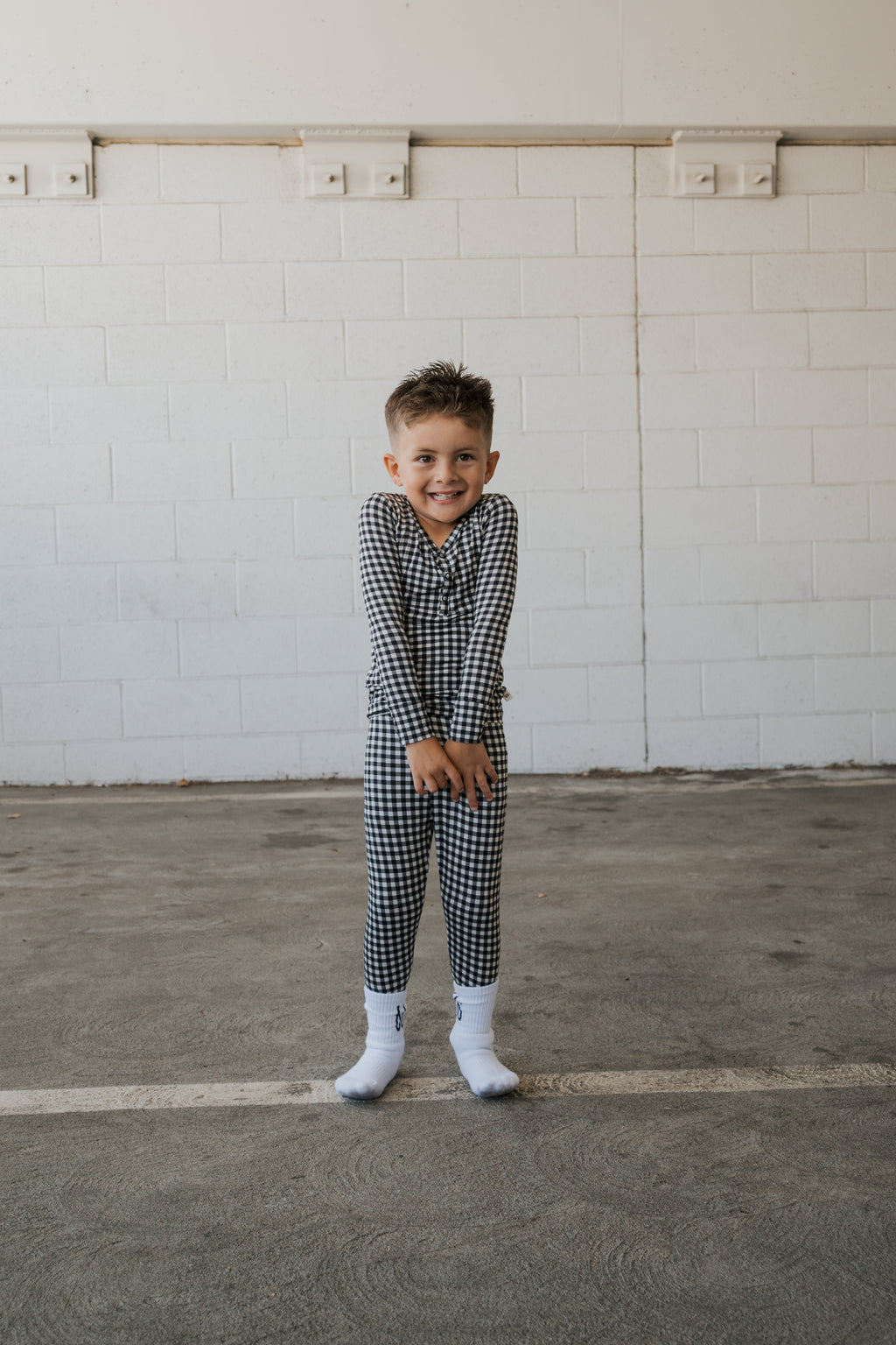Bamboo Two Piece Pajamas | Black Gingham