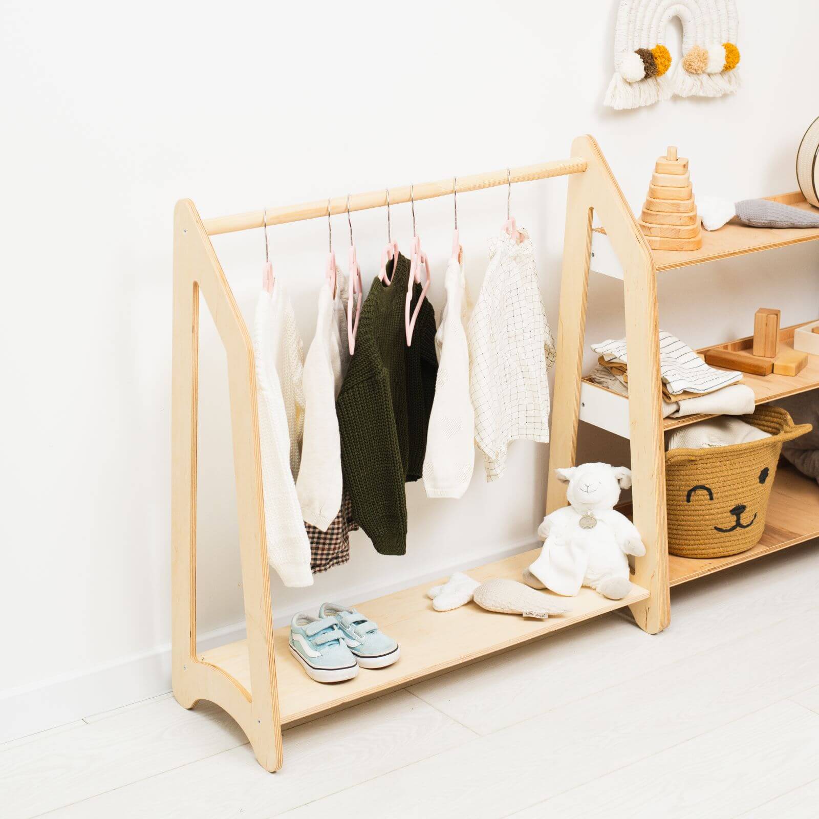 Wooden Children’s Clothing Rack for Kids' Bedroom