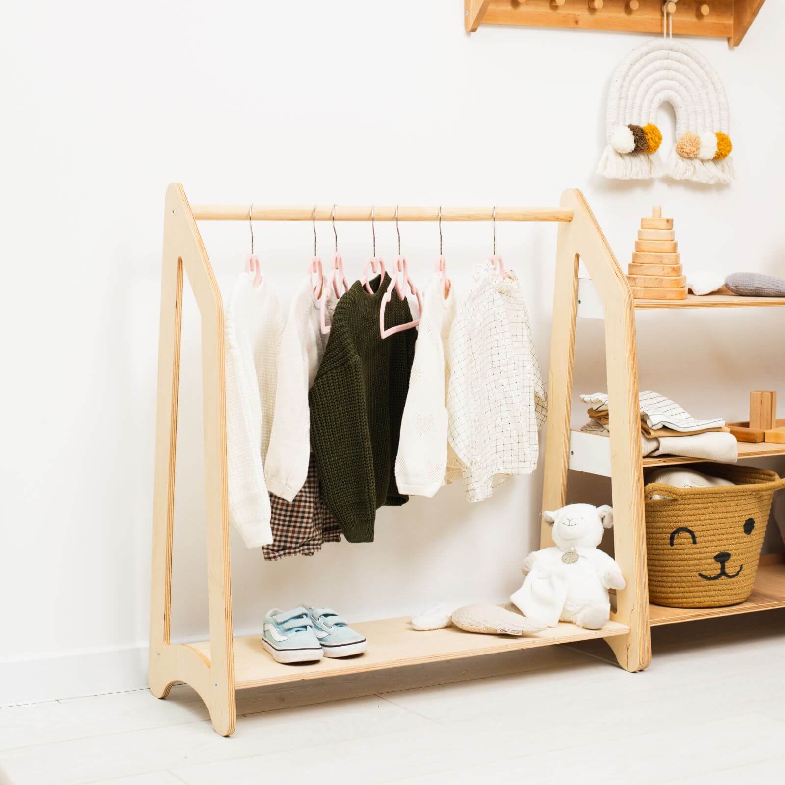 Wooden Children’s Clothing Rack for Kids' Bedroom