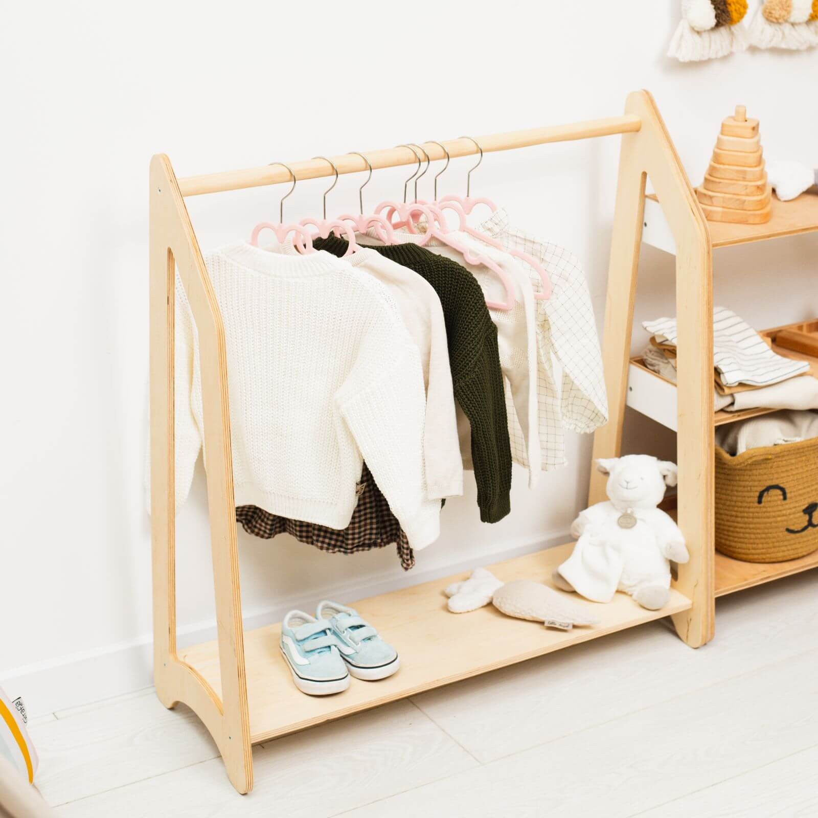 Wooden Children’s Clothing Rack for Kids' Bedroom