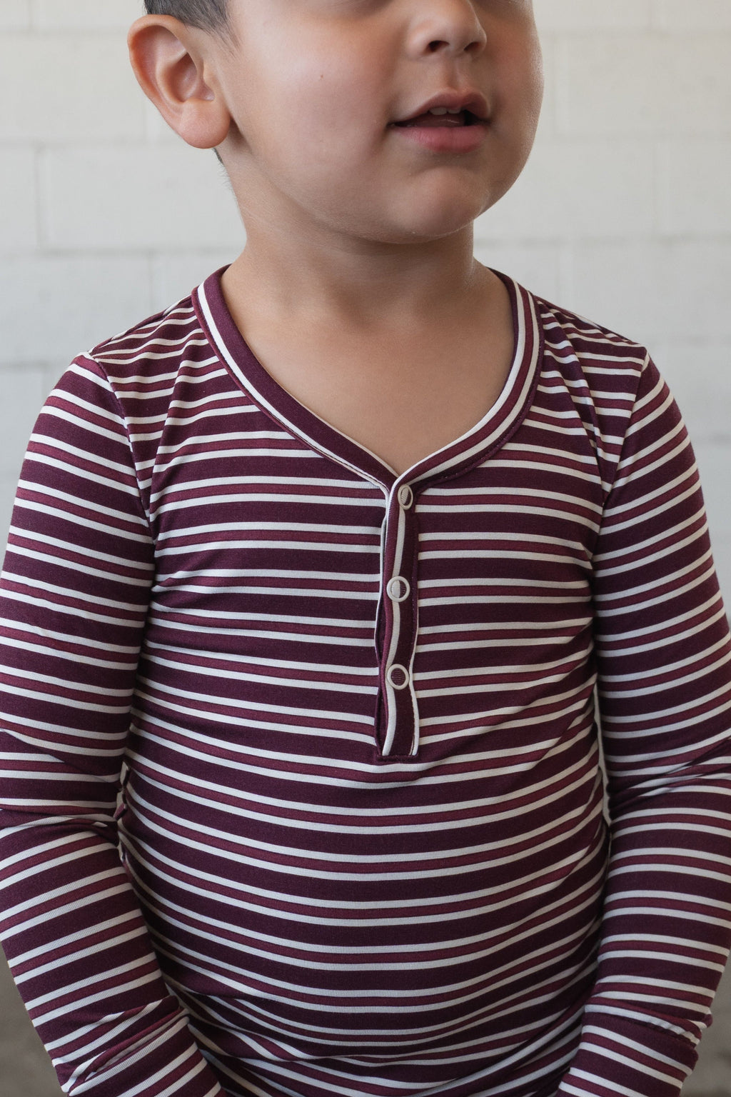 Bamboo Two Piece Pajamas | Maroon Stripe