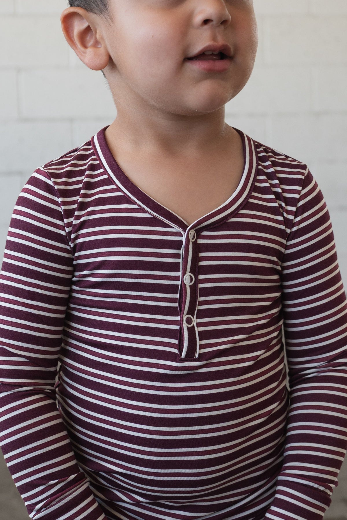 Bamboo Two Piece Pajamas | Maroon Stripe