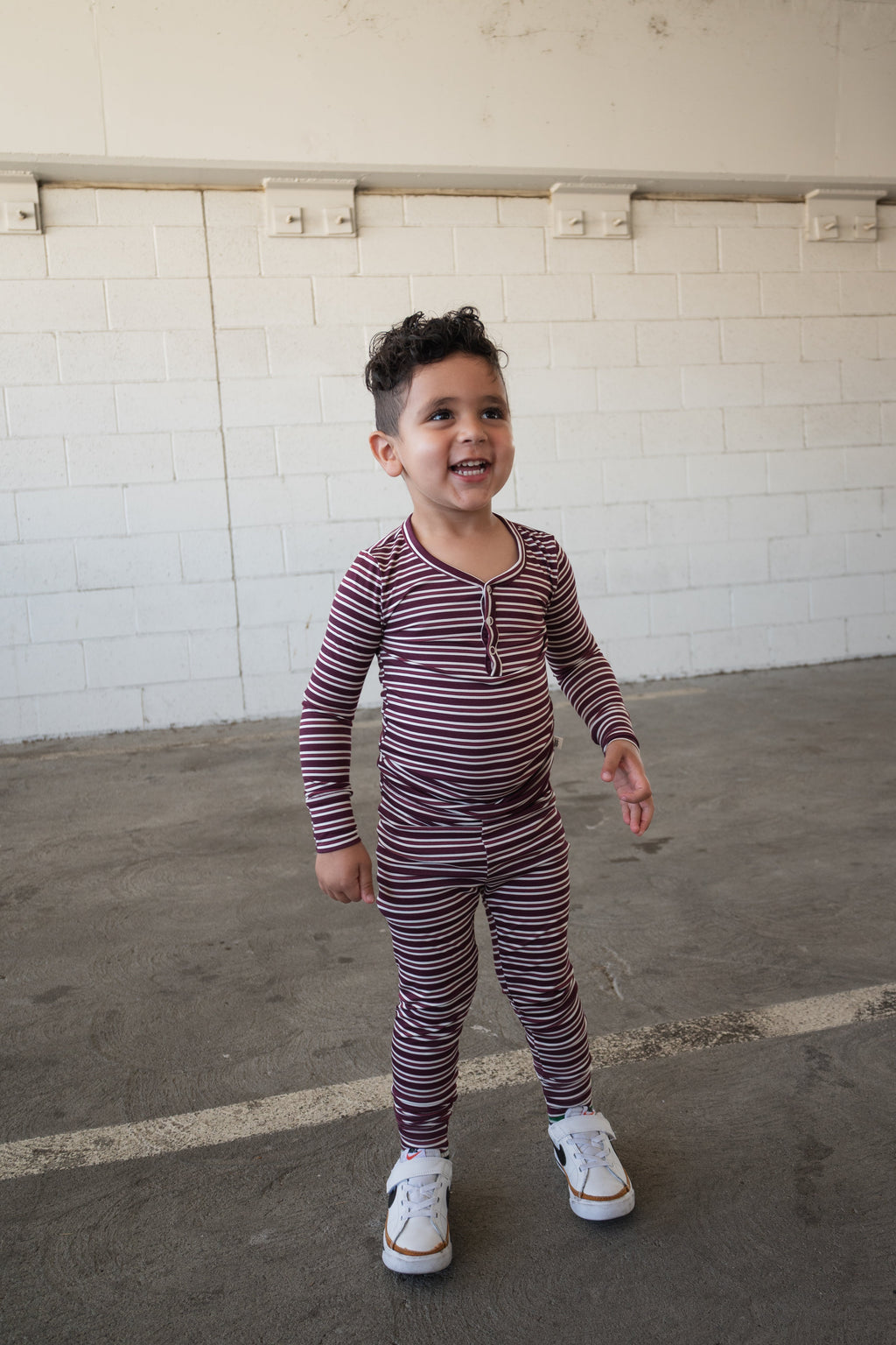 Bamboo Two Piece Pajamas | Maroon Stripe
