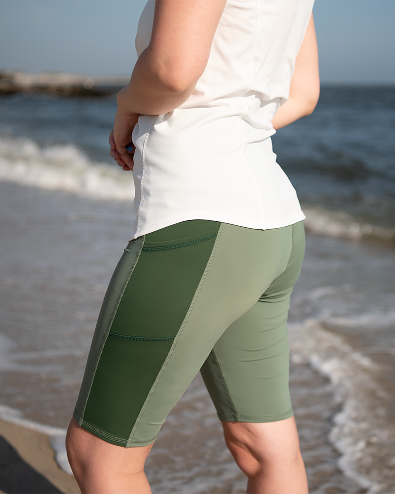 Leap In Swim & Bike Shorts - Palmetto with Seagrass