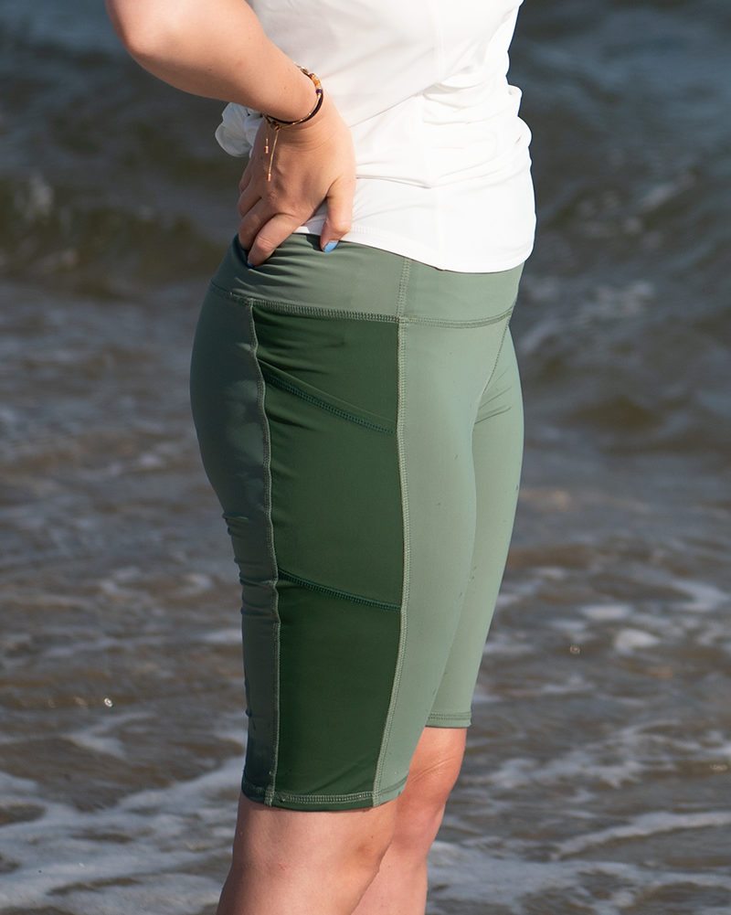 Leap In Swim & Bike Shorts - Palmetto with Seagrass