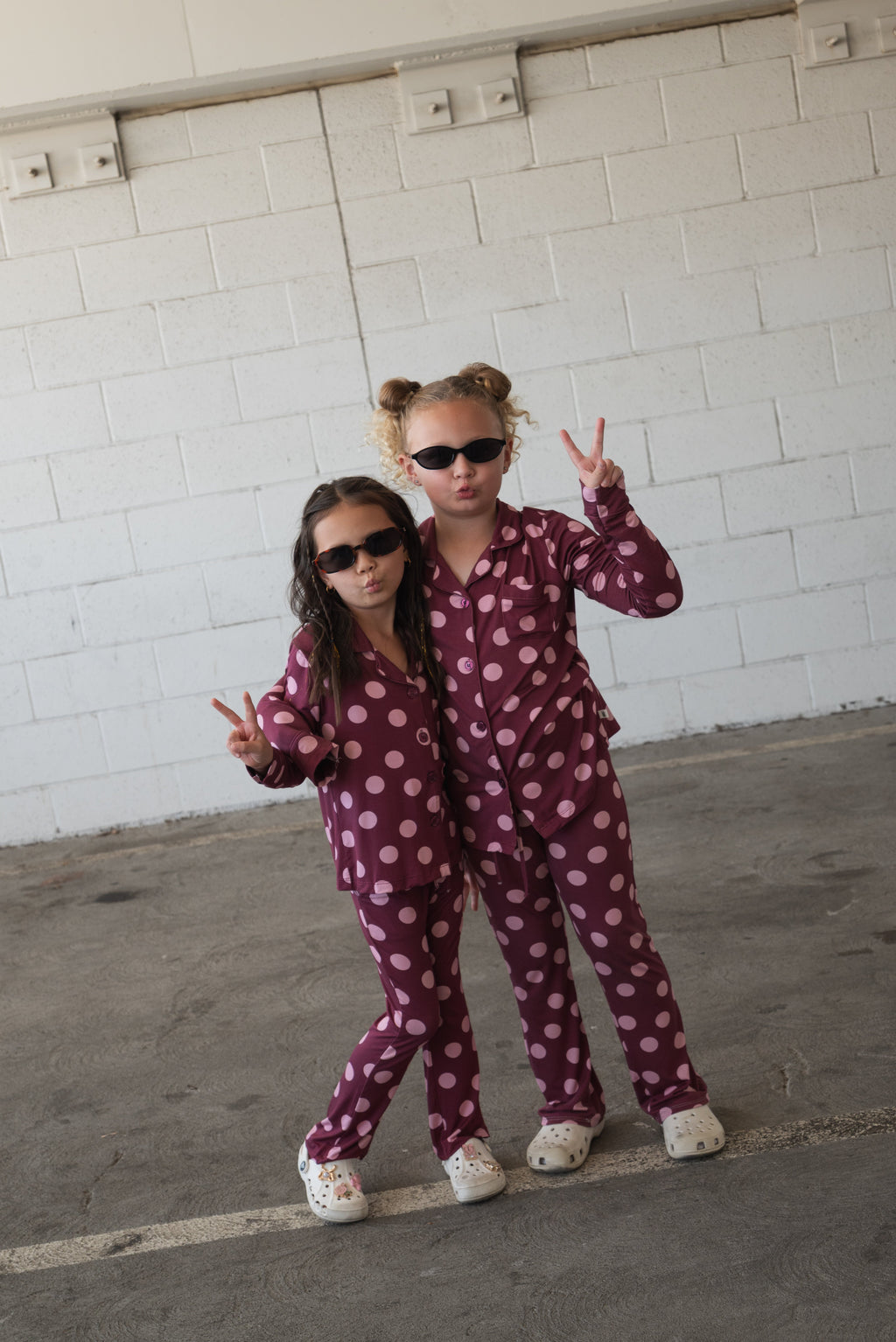 Girl's Bamboo Button Up Lounge Set | Heather Rose Dot