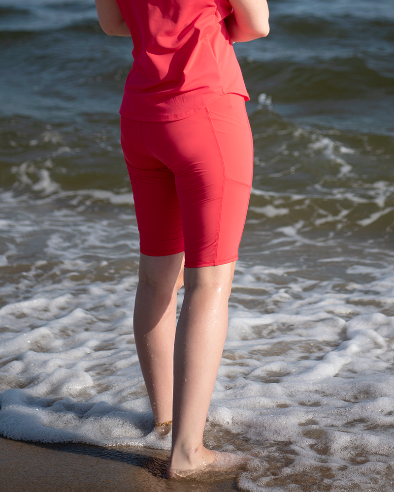 Leap In Swim & Bike Shorts - Coral
