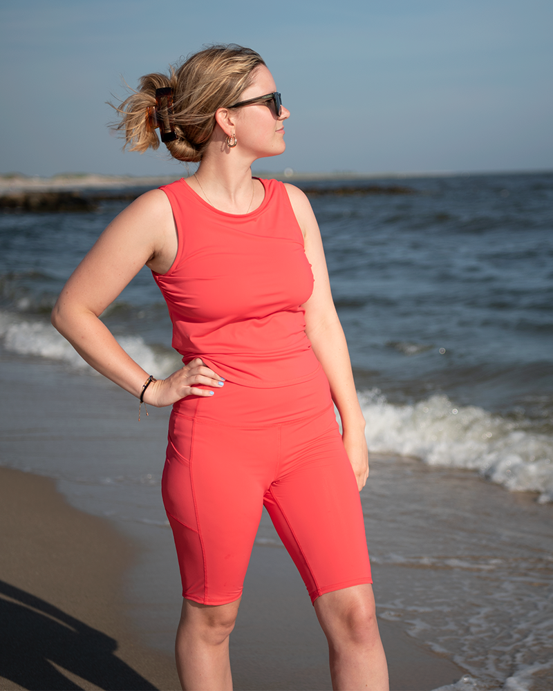 Leap In Swim & Bike Shorts - Coral