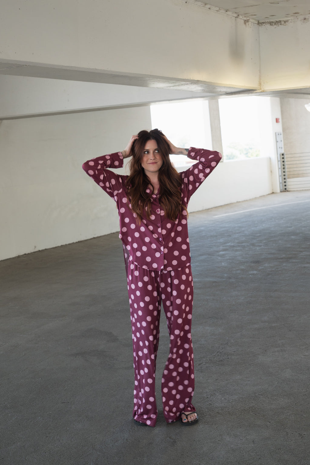 Women's Bamboo Button Up Lounge Set | Heather Rose Dot