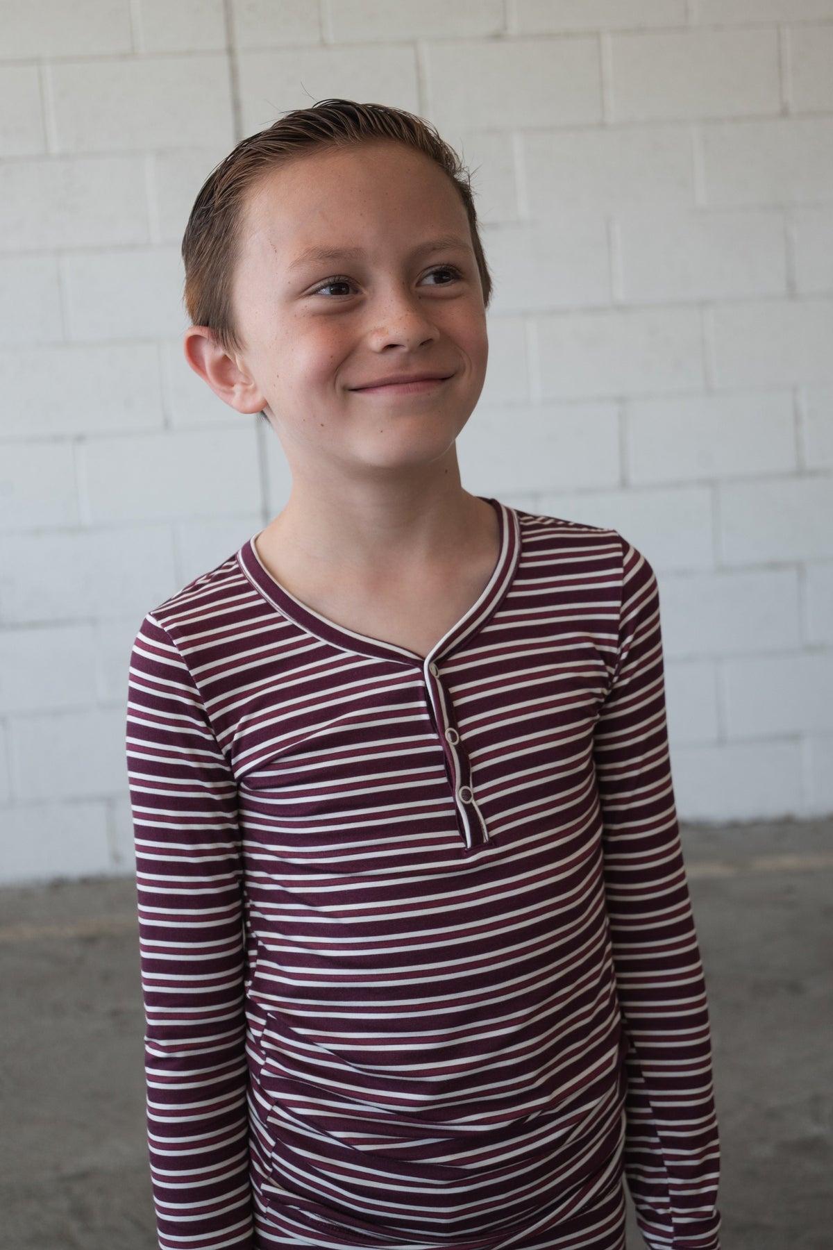 Bamboo Two Piece Pajamas | Maroon Stripe