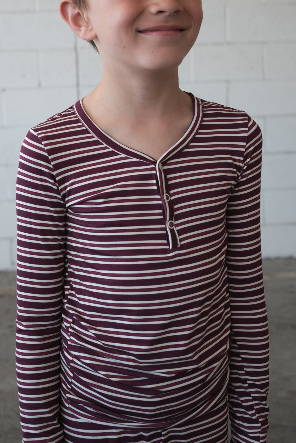 Bamboo Two Piece Pajamas | Maroon Stripe
