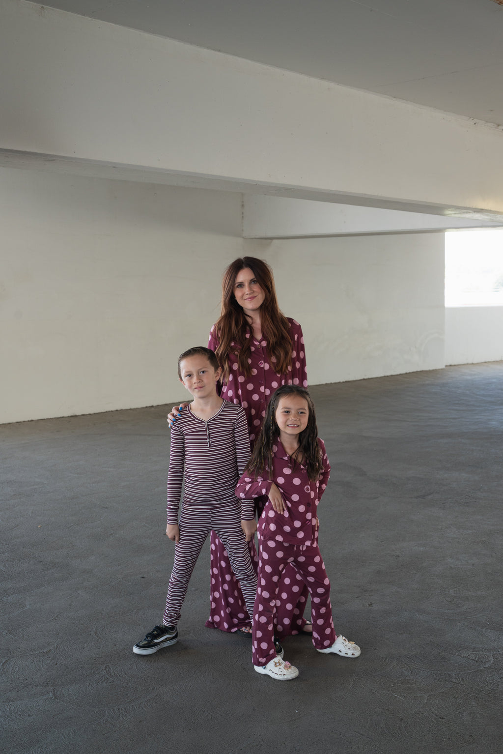 Women's Bamboo Button Up Lounge Set | Heather Rose Dot