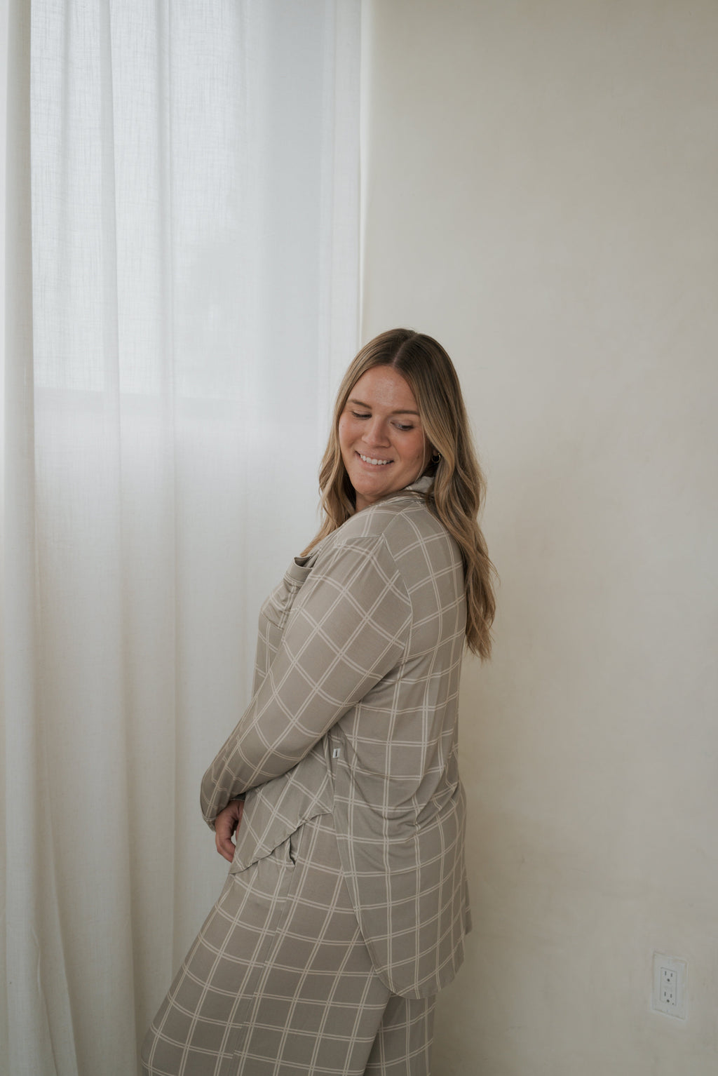 Women's Bamboo Button Up Lounge Set | Linen Grid