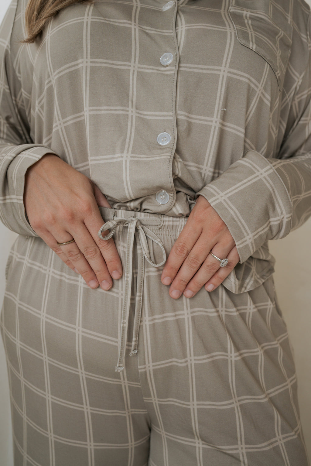 Women's Bamboo Button Up Lounge Set | Linen Grid