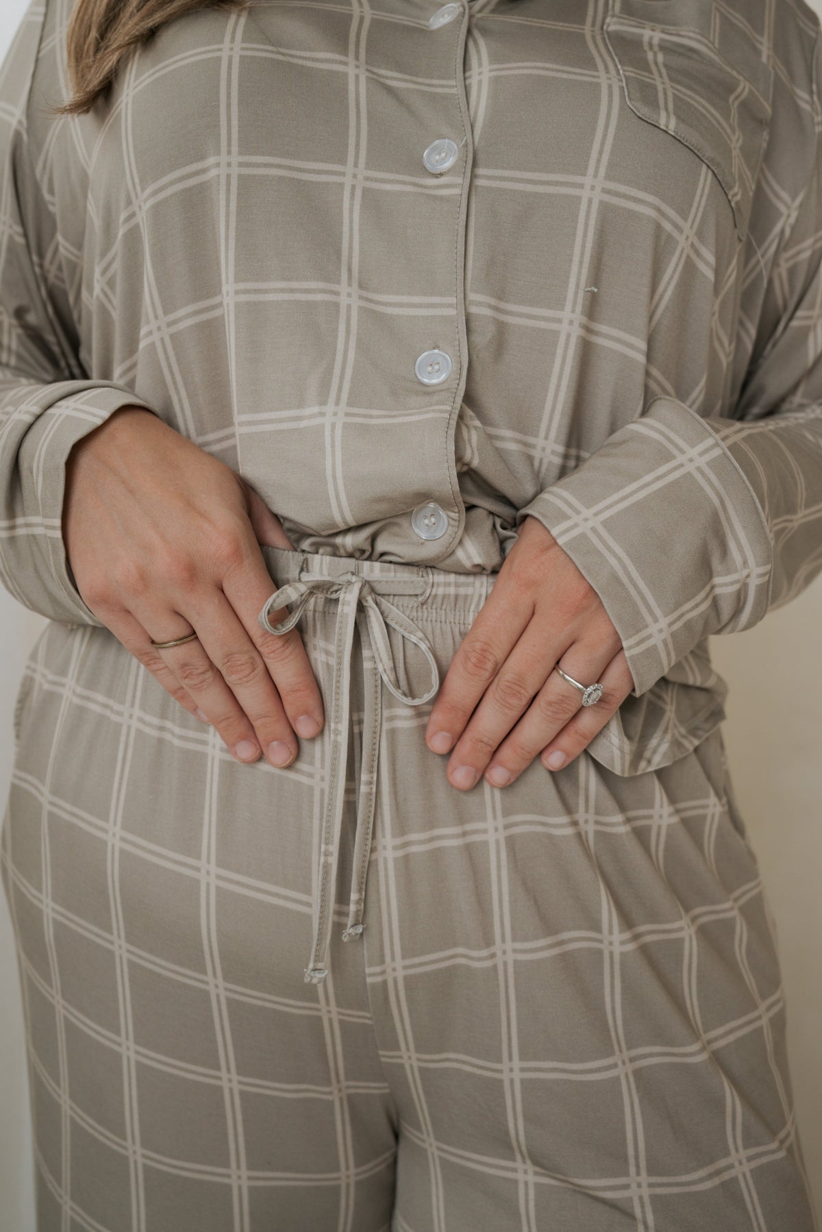 Women's Bamboo Button Up Lounge Set | Linen Grid