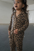 Girl's Bamboo Button Up Lounge Set | Leopard