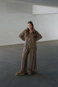 Women's Bamboo Button Up Lounge Set | Leopard