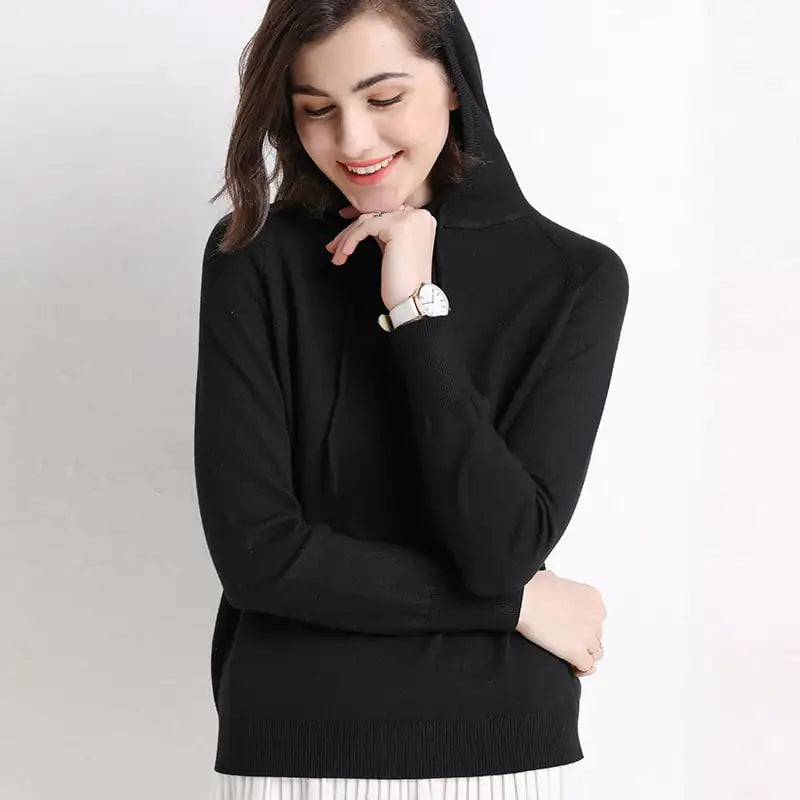 Women's Lightweight Pullover Hooded Knit Sweater