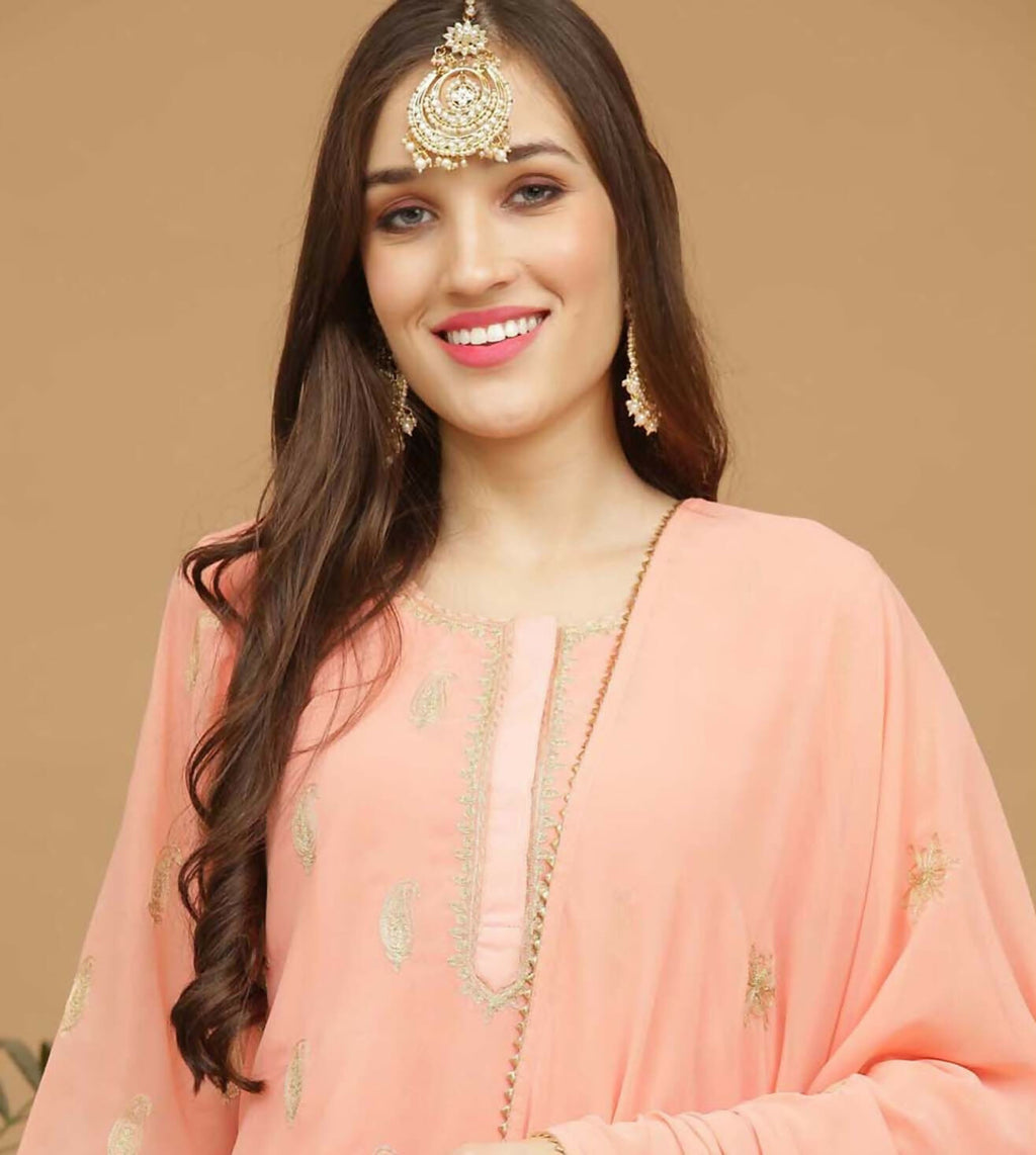 Lite Beige Georgette Lehenga Set Ethnic Wear