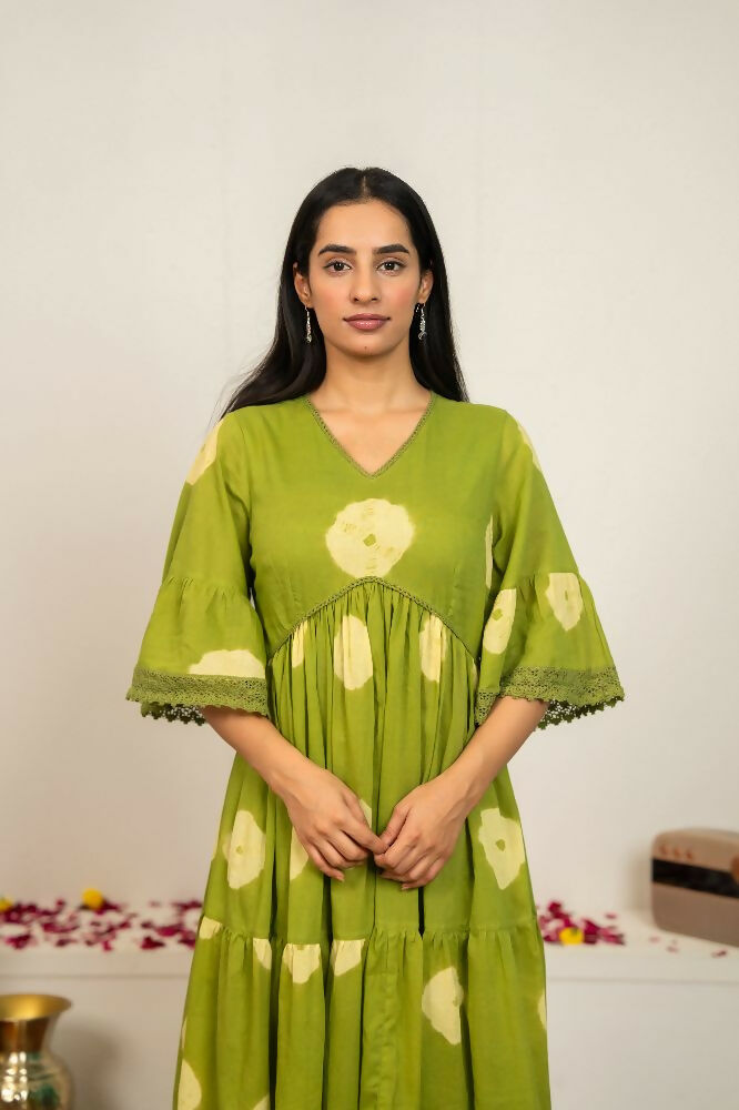 Green Tie & Dye Cotton Dress