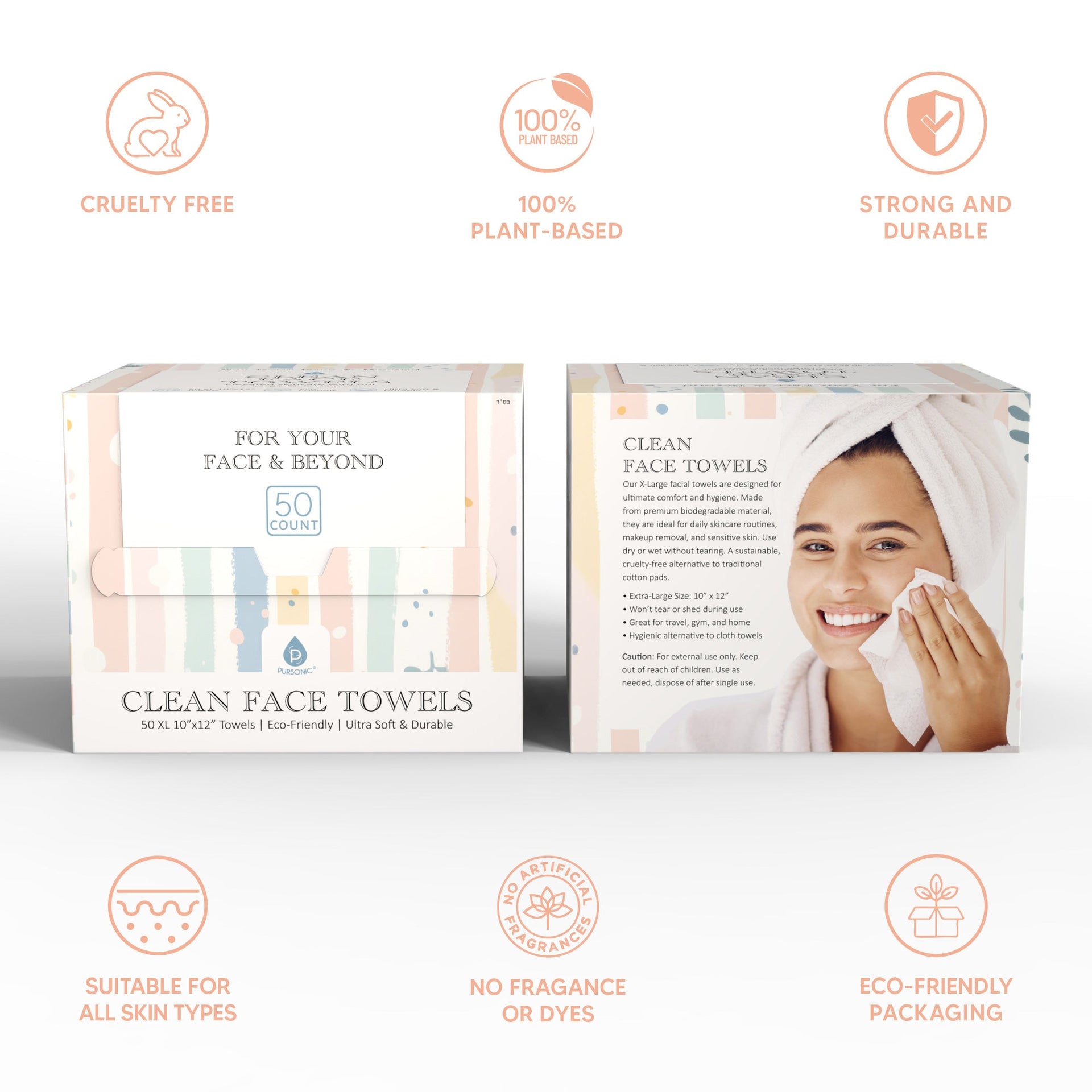 Flawless Skin & Makeup Prep Kit – Brush Set, XL Clean Face Towels & Konjac Sponge