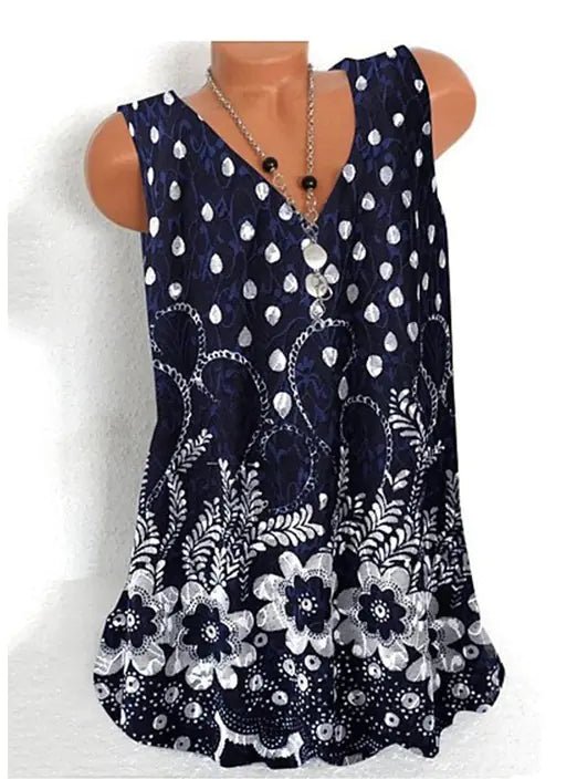 Women's Floral Pattern V-Neck Sleeveless Tank Top Summer Vest - Image 21