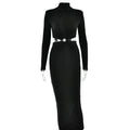 Fashionable Women's Half Turtleneck Long Sleeve Dress