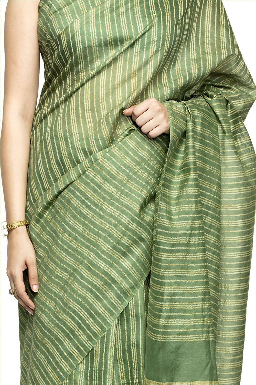 Olive Green Bhagalpuri Saree with Unstitched Blouse Piece