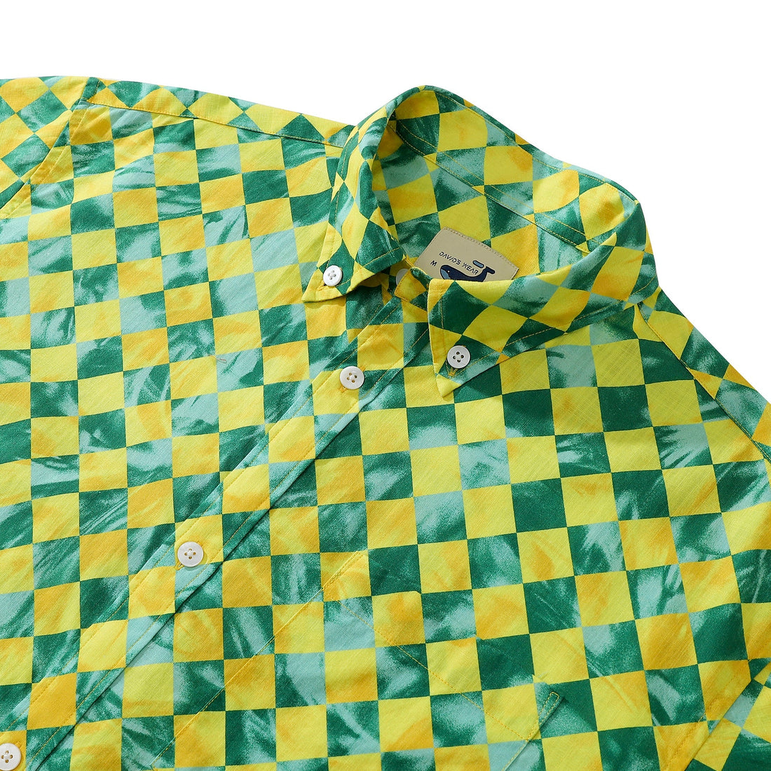 1970s Vintage Men's Yellow-Green Rhombus Tropical Shirt