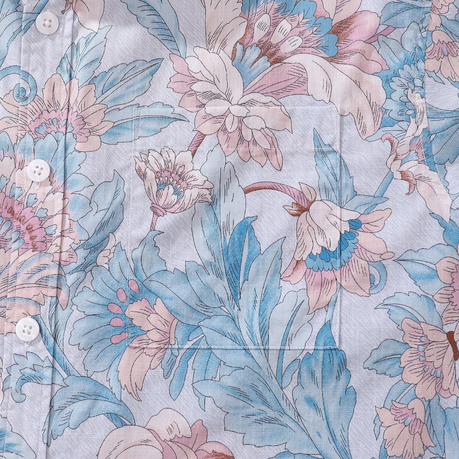 Men's Graceful Flowers Print Hawaiian Shirt Cotton Button-down