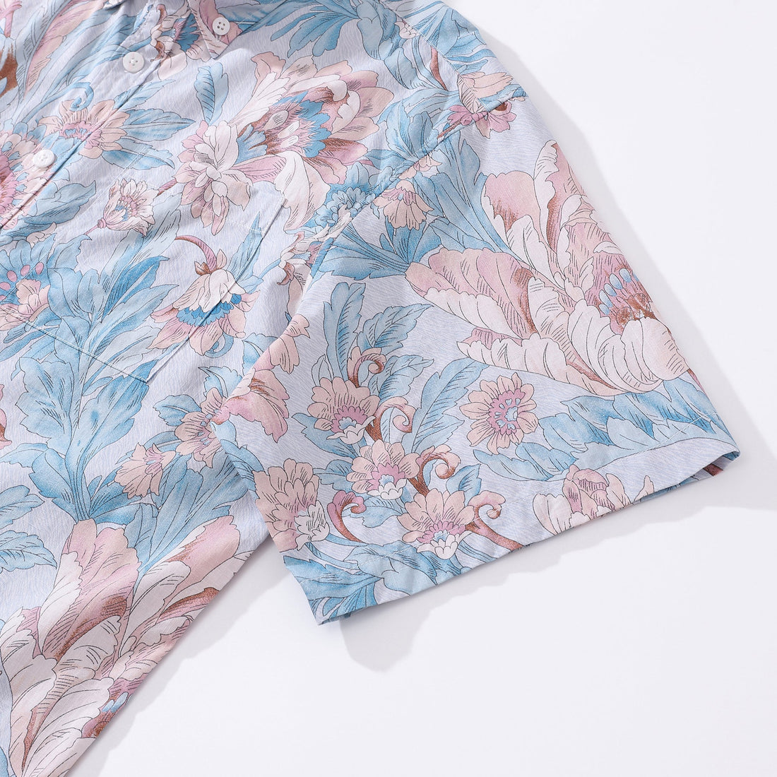 Men's Graceful Flowers Print Hawaiian Shirt Cotton Button-down