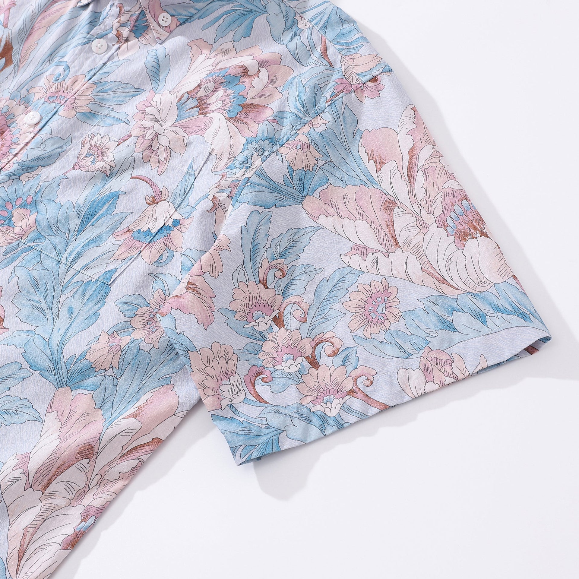 Men's Graceful Flowers Print Hawaiian Shirt Cotton Button-down