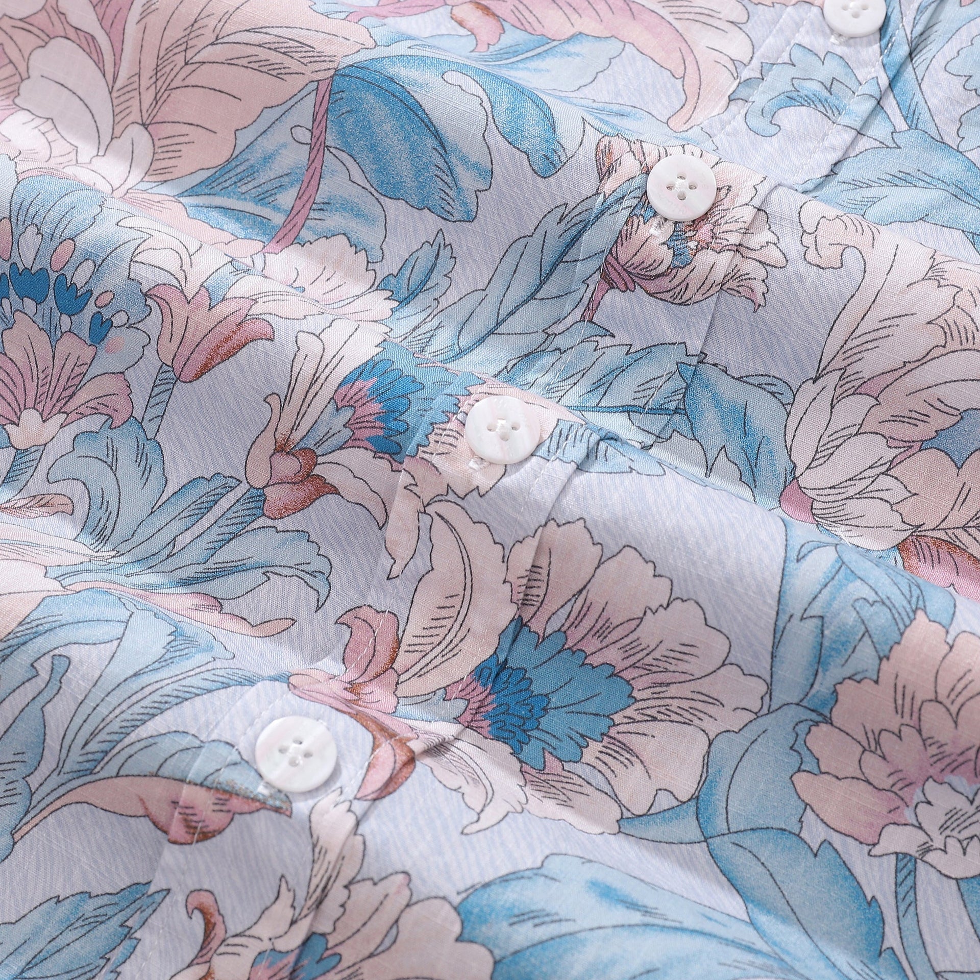Men's Graceful Flowers Print Hawaiian Shirt Cotton Button-down