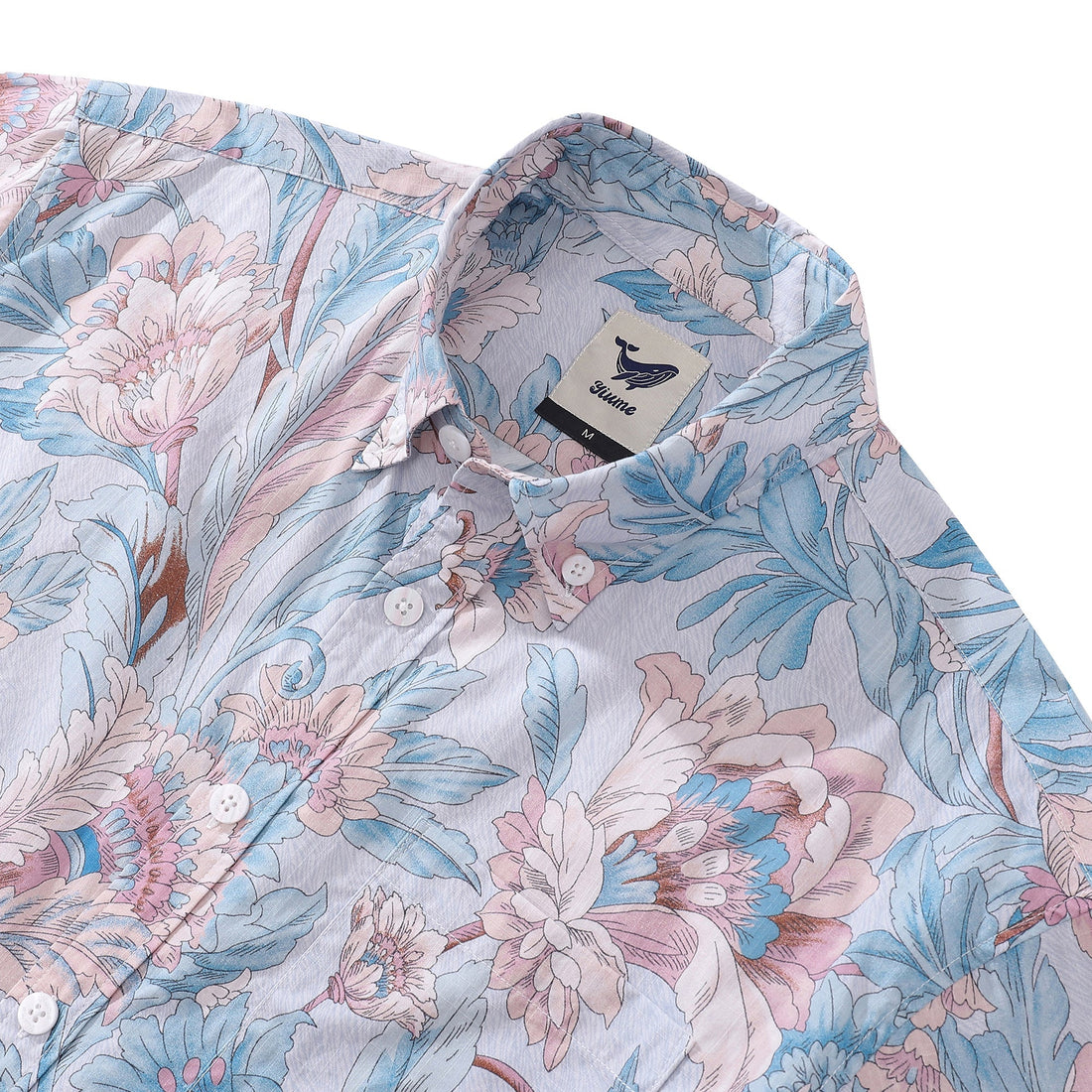 Men's Graceful Flowers Print Hawaiian Shirt Cotton Button-down