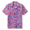 Men's tie-dye patriotic shirt with national flag print and camp collar
