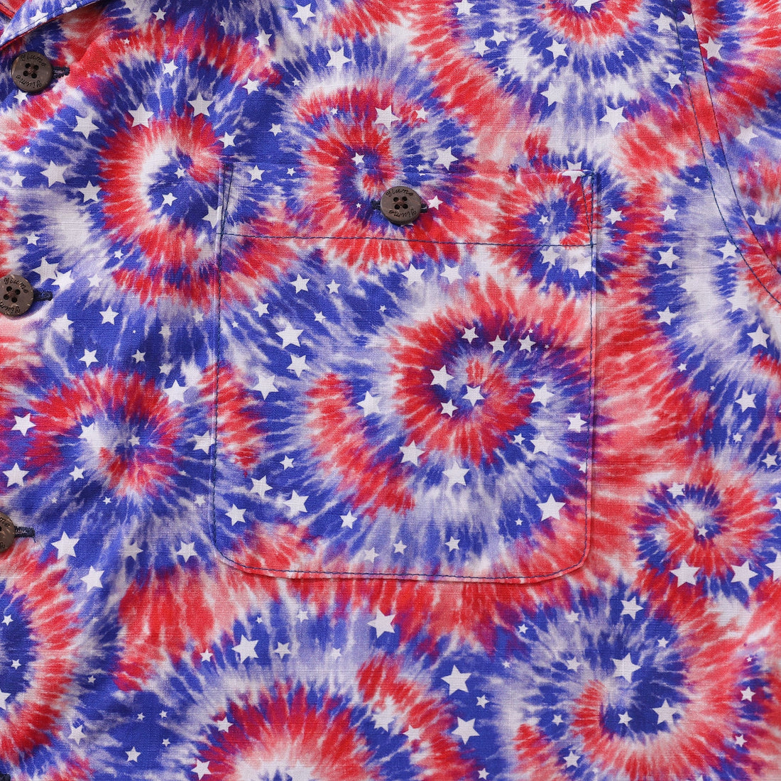 Men's Tie-Dyed Patriotic Flag Print Cotton Camp Collar Shirt
