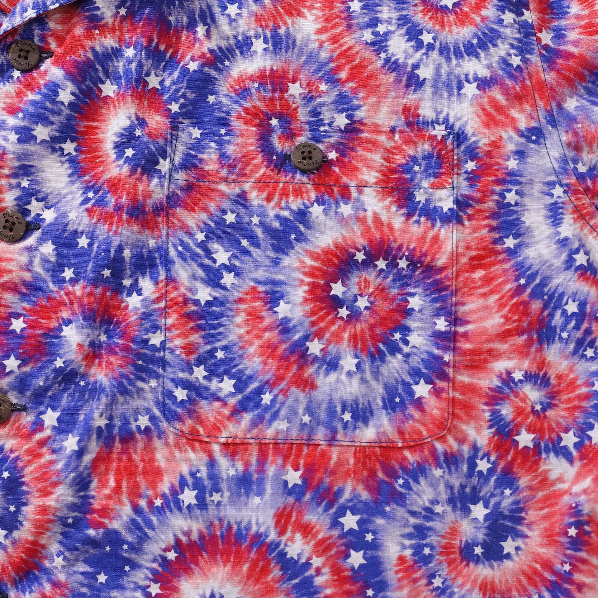 Men's Tie-Dyed Patriotic Flag Print Cotton Camp Collar Shirt