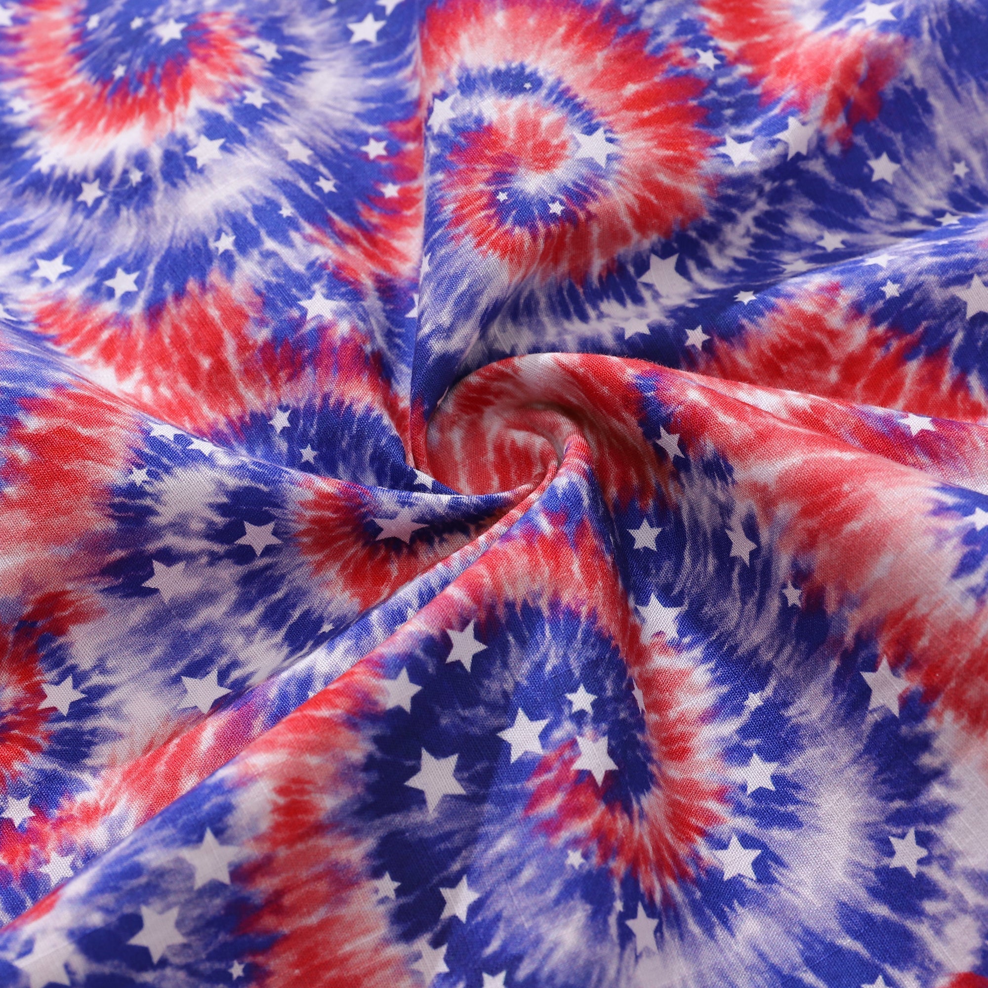 Men's Tie-Dyed Patriotic Flag Print Cotton Camp Collar Shirt