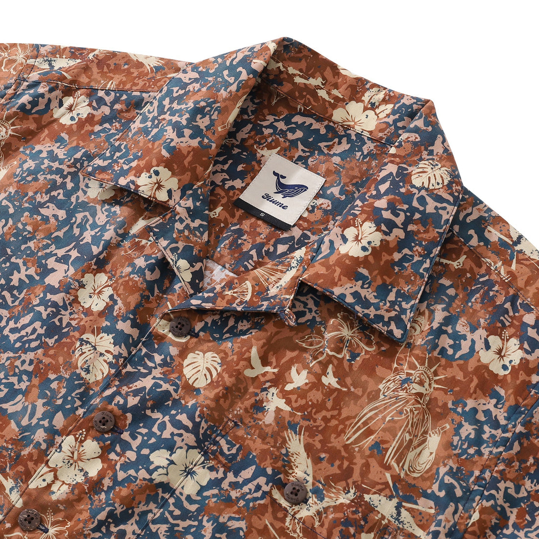 Independence Day Hawaiian Shirt Men's Cotton Patriotic Vacation Top