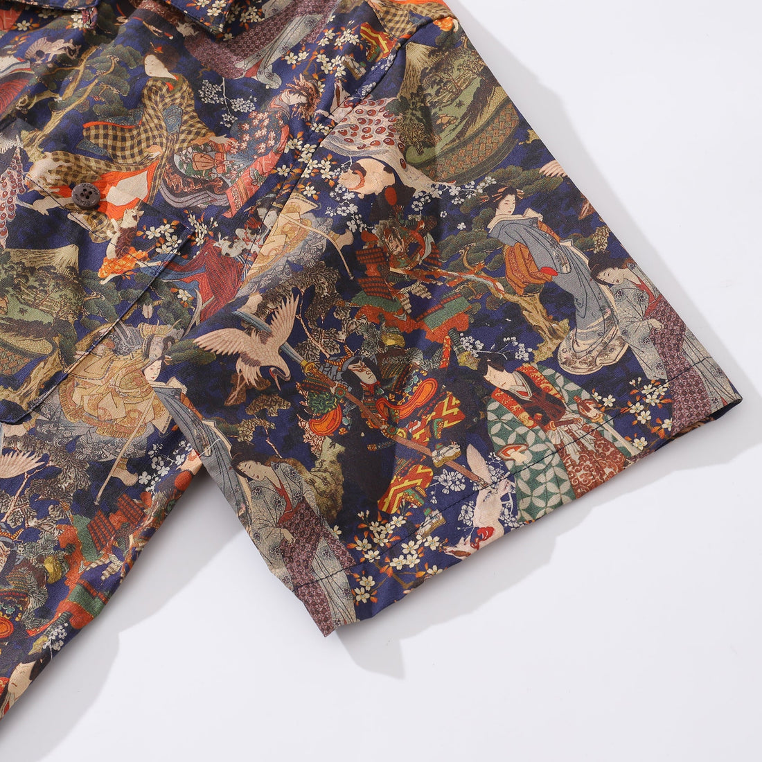 Vintage Ukiyo-e Edo Period Hawaiian Shirt in Navy Multi-Color