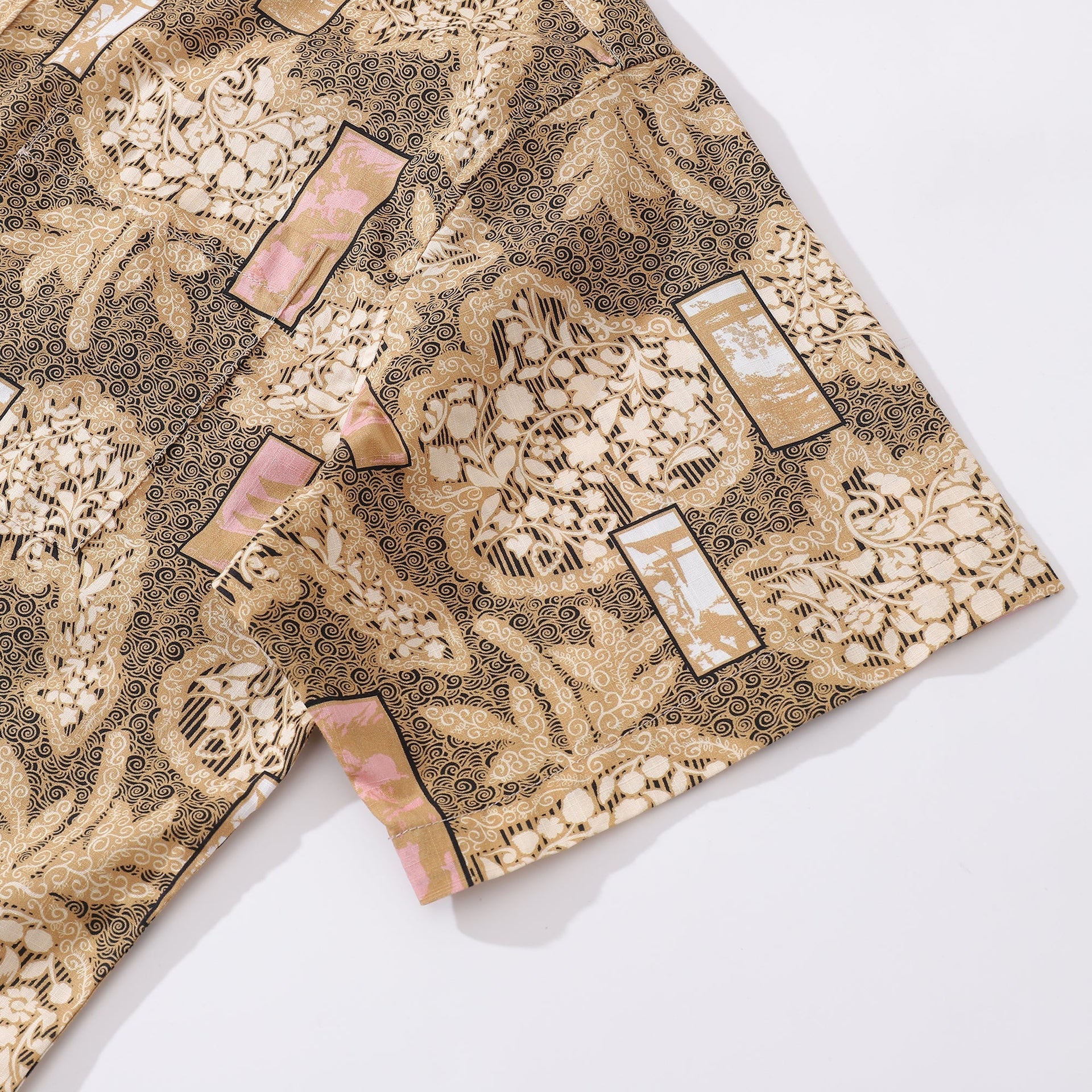 Good Fortune Print Cotton Short Sleeve Aloha Hawaiian Shirt