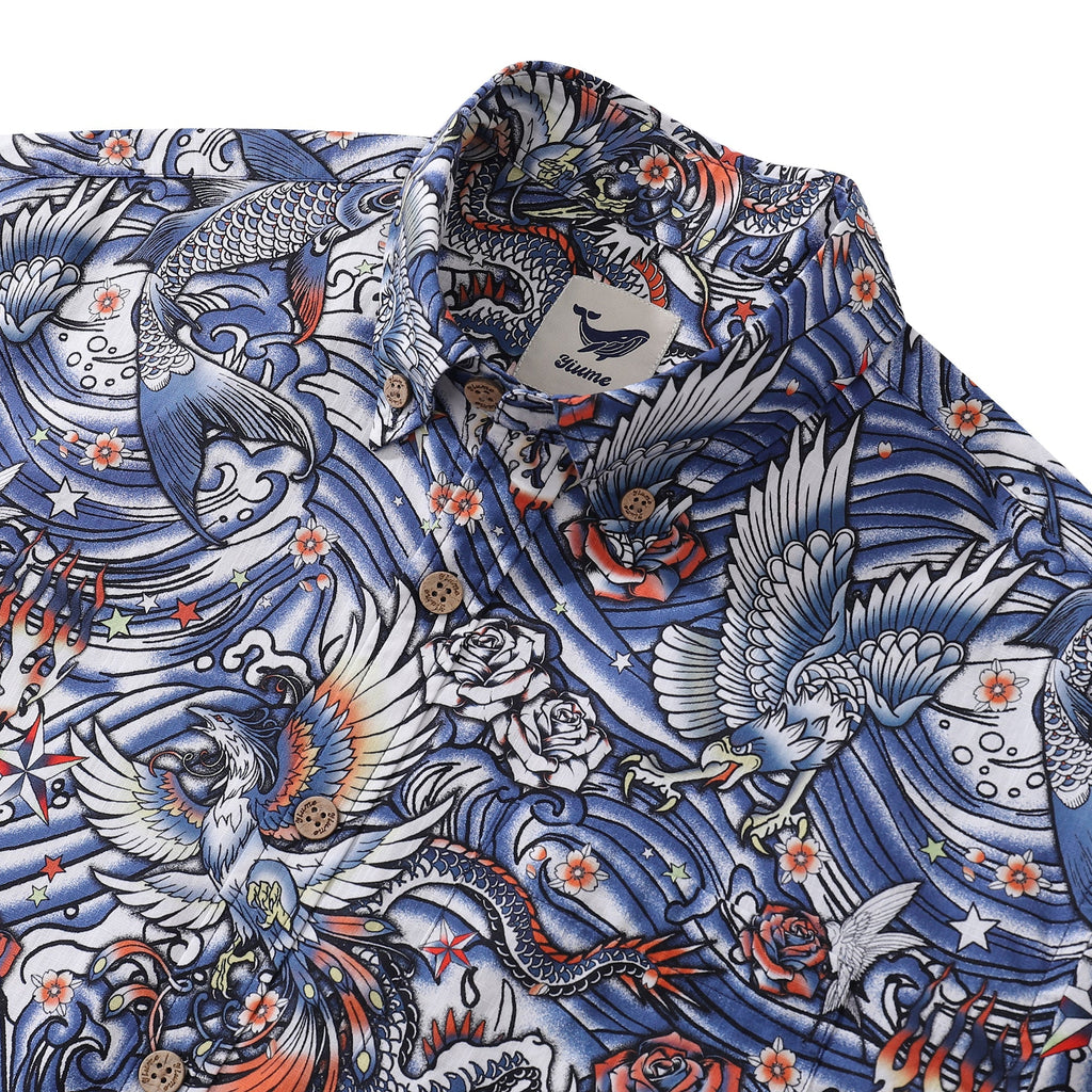 Zen Waves Tattoo Harmony Cotton Hawaiian Shirt Short Sleeve