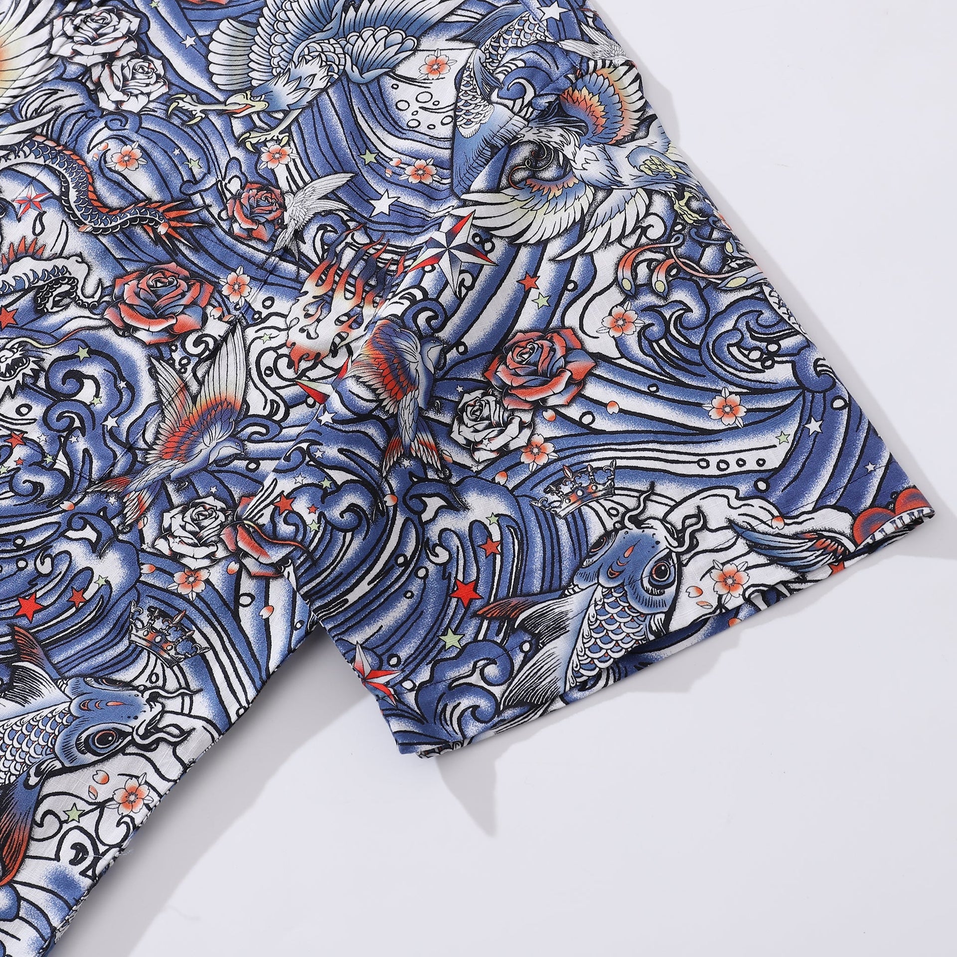 Zen Waves Tattoo Harmony Cotton Hawaiian Shirt Short Sleeve