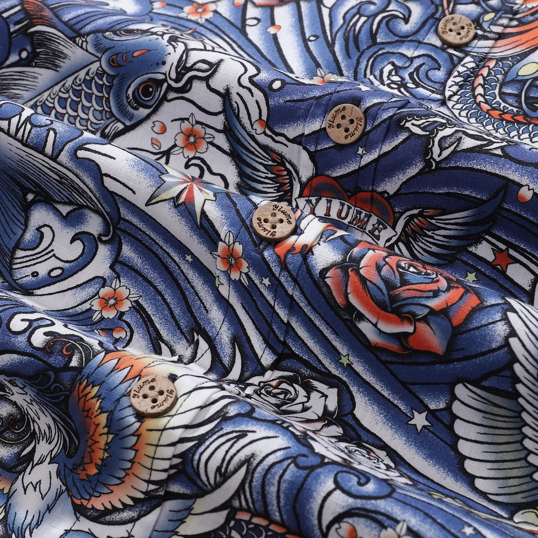Zen Waves Tattoo Harmony Cotton Hawaiian Shirt Short Sleeve