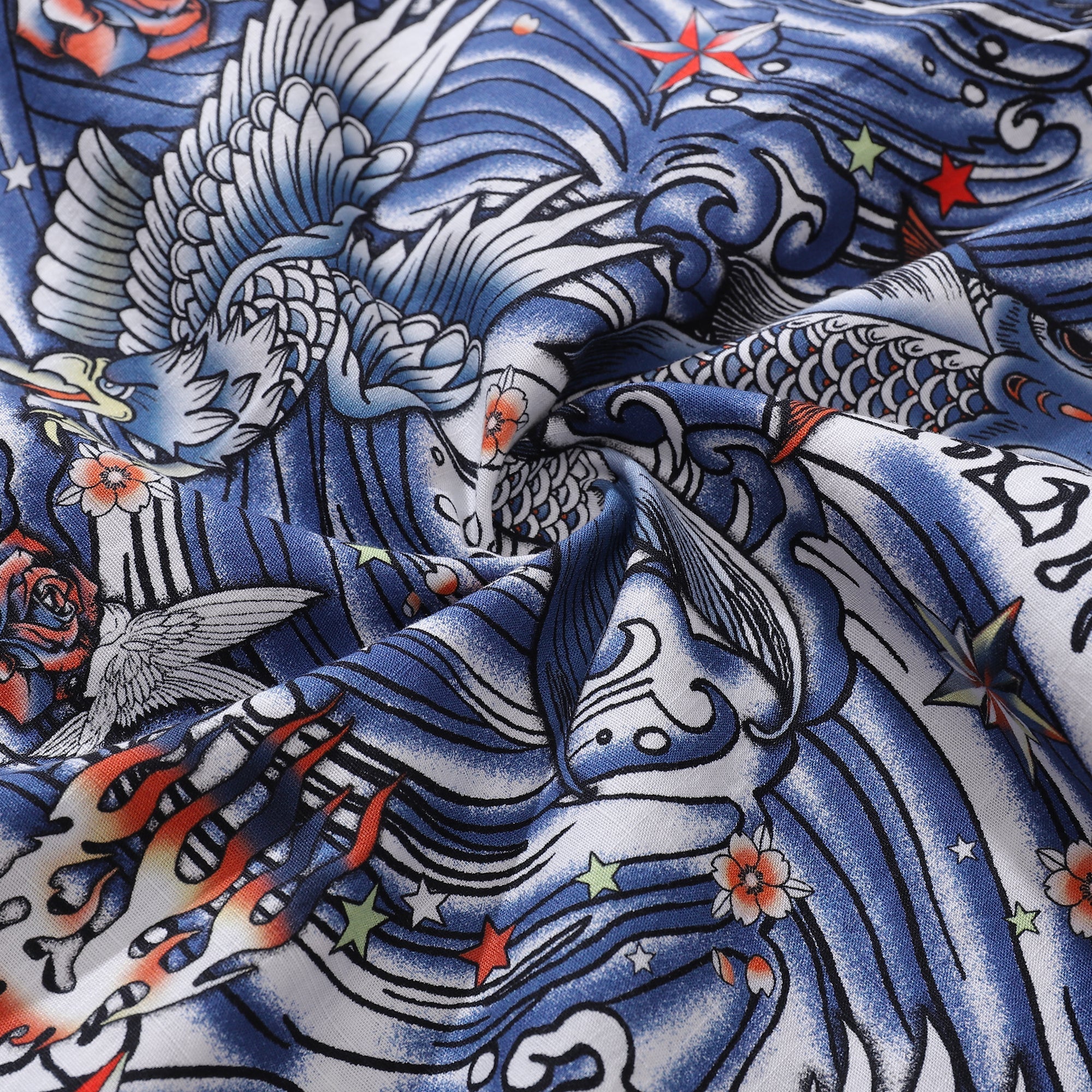 Zen Waves Tattoo Harmony Cotton Hawaiian Shirt Short Sleeve
