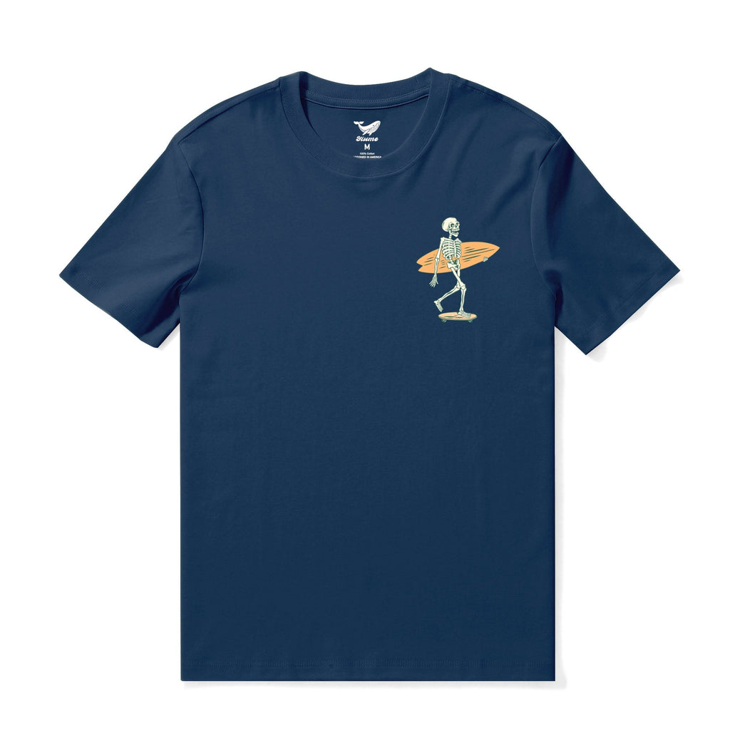 Out There Graphic Crew Neck Tee in Navy Blue - 100% Cotton