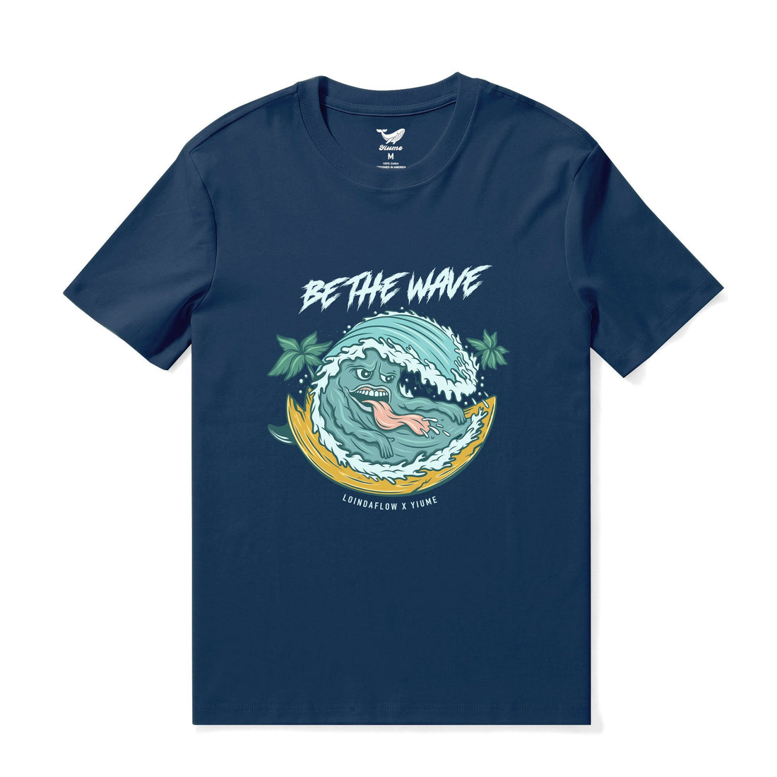Men's Navy Blue crew neck t-shirt featuring Be The Wave graphic print