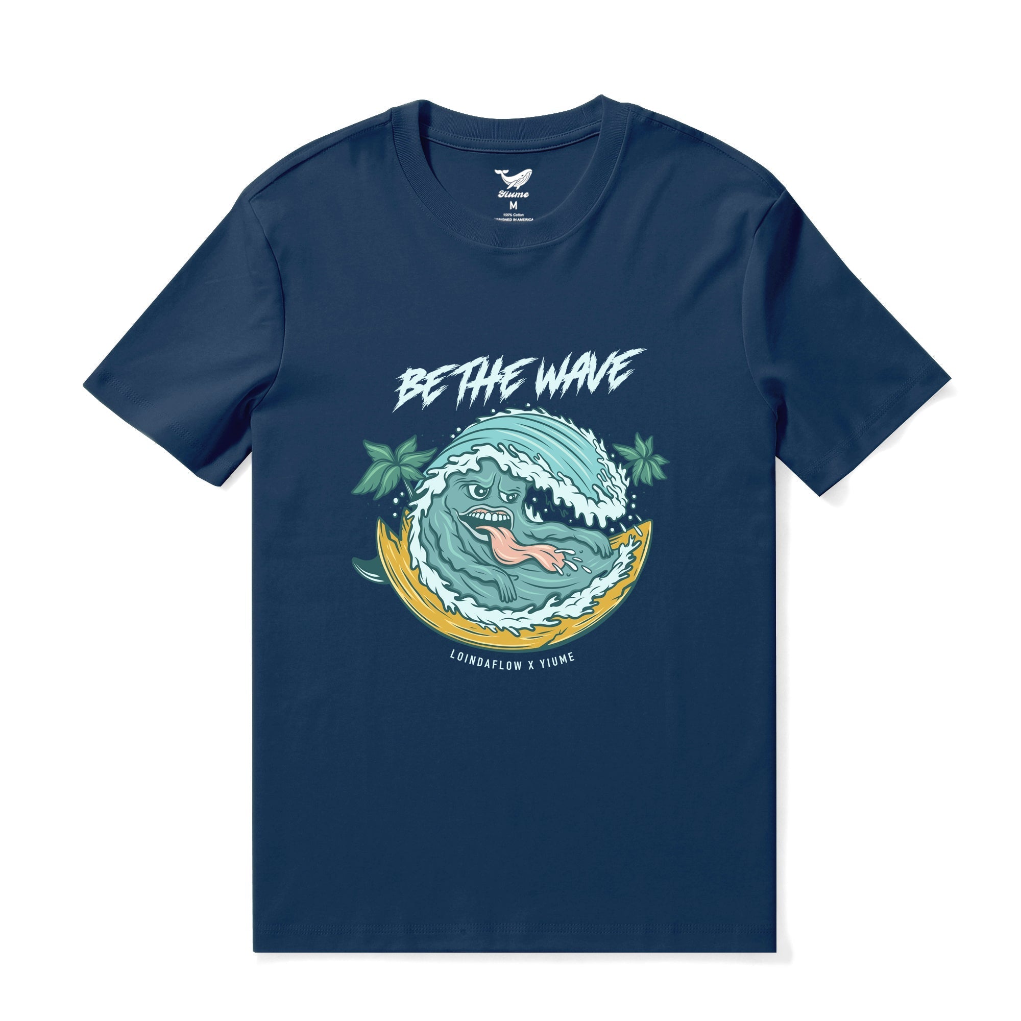 Men's Navy Blue crew neck t-shirt featuring Be The Wave graphic print